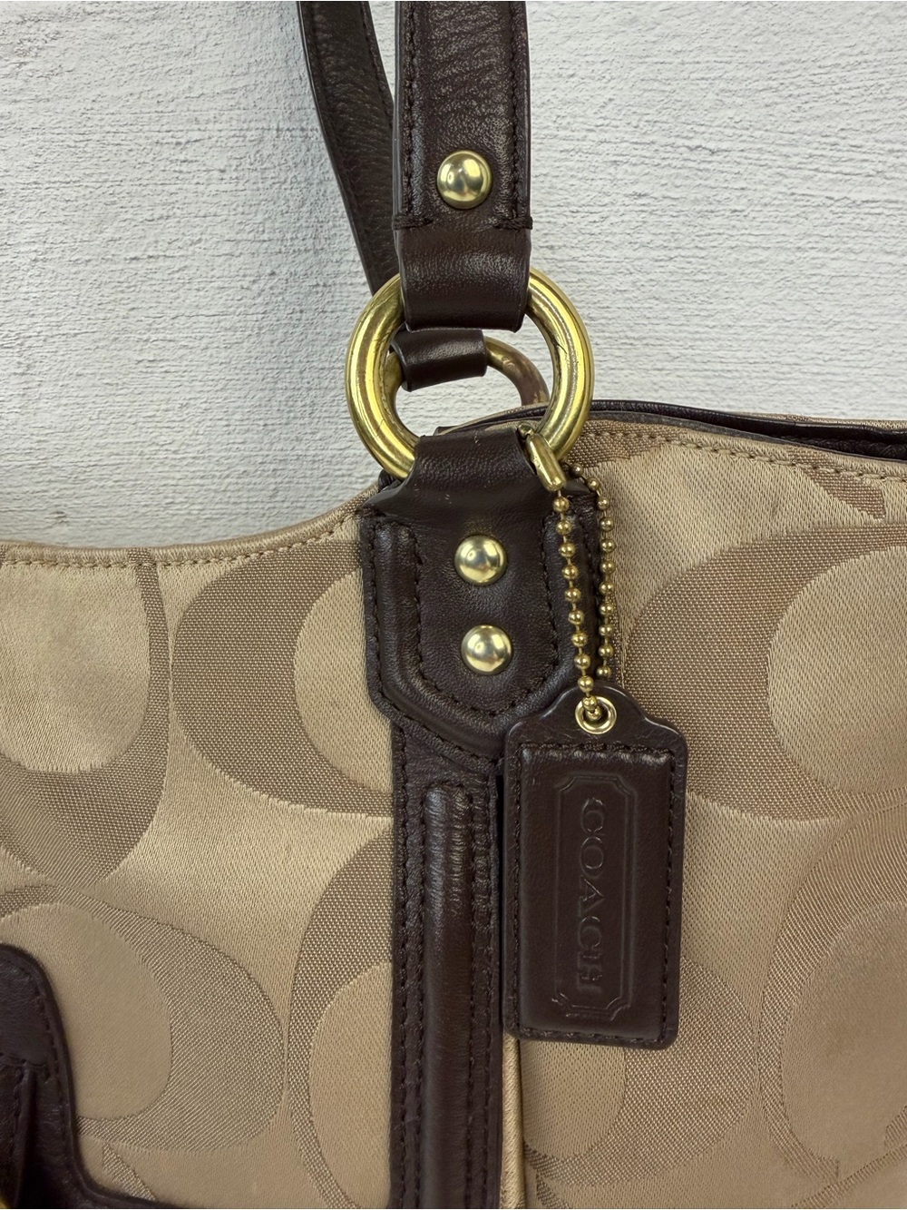 Coach 25294 Campbell Carryall Khaki Signature Brown Leather + Matching Wallet - Picture 4 of 14